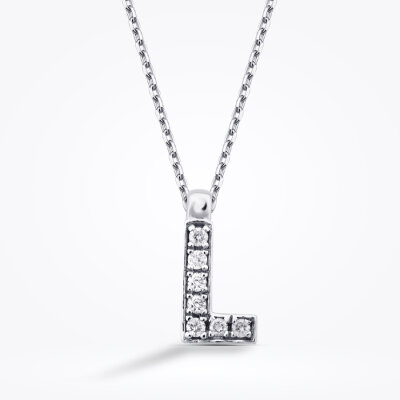 0.05 Karat Pırlanta L Harf Kolye - Baroni Diamond (1)