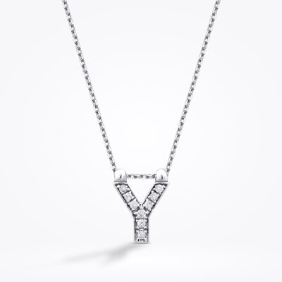 0.05 Karat Pırlanta Y Harf Kolye - Baroni Diamond