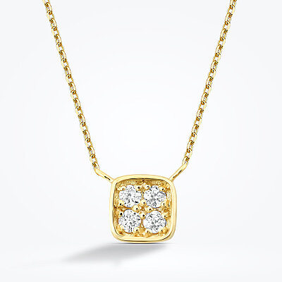 0.05 Karat Pırlanta Yuvarlak Taşlı Kare Kolye - Baroni Diamond (1)