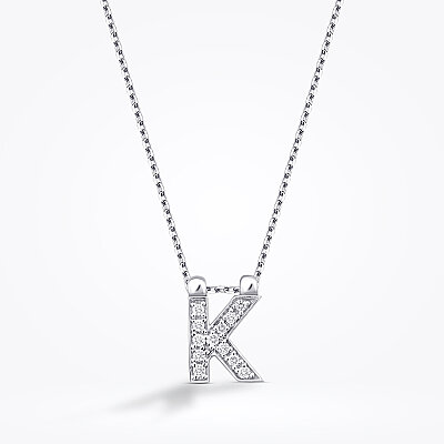 0.06 Karat Pırlanta K Harf Kolye - Baroni Diamond