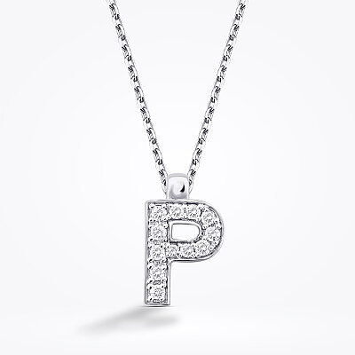 0.06 Karat Pırlanta P Harf Kolye - Baroni Diamond (1)