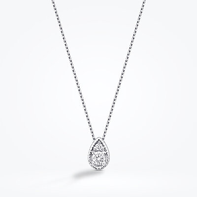 0.06 Karat Pırlanta Yuvarlak Taşlı Damla Kolye - Baroni Diamond