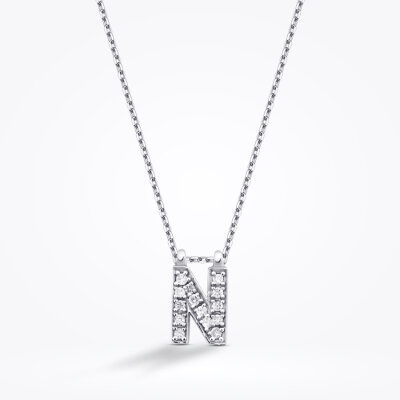 0.07 Karat Pırlanta N Harf Kolye - Baroni Diamond