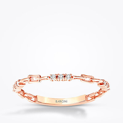 0.07 Karat Pırlanta Zincir Detaylı Yüzük - Baroni Diamond
