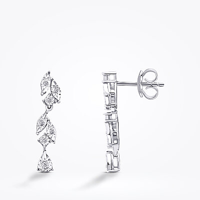 0.08 Karat Pırlanta Taşlı Yaprak Küpe - Baroni Diamond