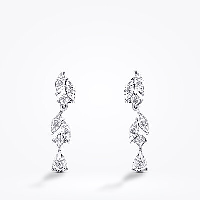 0.08 Karat Pırlanta Taşlı Yaprak Küpe - Baroni Diamond (1)
