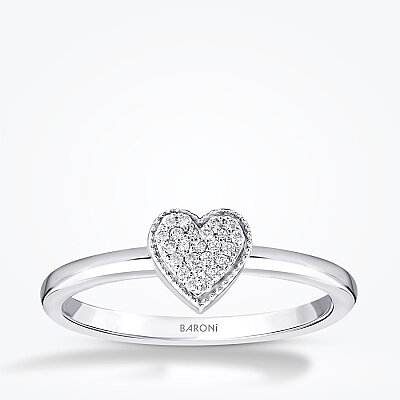 0.09 Karat Pırlanta Kalpli Yüzük - Baroni Diamond