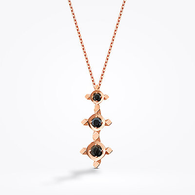 0.09 Karat Siyah Taşlı Tria Kolye - Baroni Diamond (1)