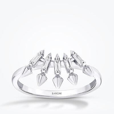 0.10 Karat Pırlanta Bagetli Trend Yüzük - Baroni Diamond