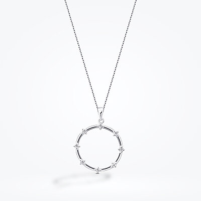 0.12 Karat Pırlanta Taşlı Yuvarlak Kolye - Baroni Diamond