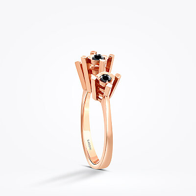 0.13 Karat Siyah Taşlı Efektli Tria Yüzük - Baroni Diamond (1)