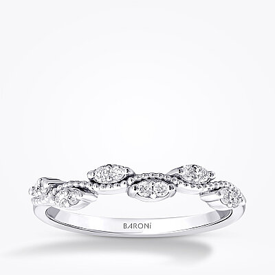 0.14 Karat Pırlanta Dalga Detaylı Trend Yüzük - Baroni Diamond