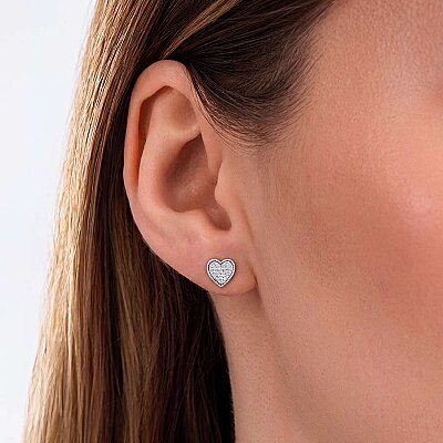 0.16 Karat Pırlanta Kalpli Küpe - Baroni Diamond (1)