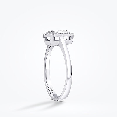 0.17 Karat Pırlanta Baget Taşlı Damla Trend Yüzük - Baroni Diamond (1)