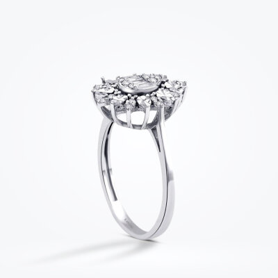 0.20 Karat Pırlanta Baget Damla Yüzük - Baroni Diamond (1)