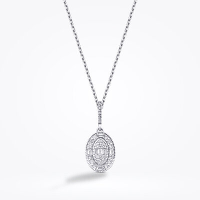 0.21 Karat Pırlanta Baget Kolye - Baroni Diamond