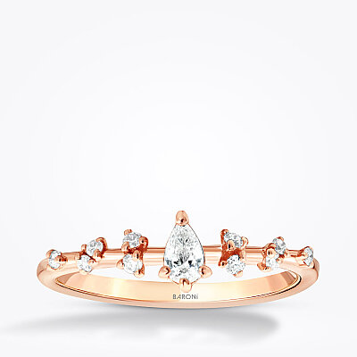 0.22 Karat Pırlanta Damla Tektaş Yüzük - Baroni Diamond