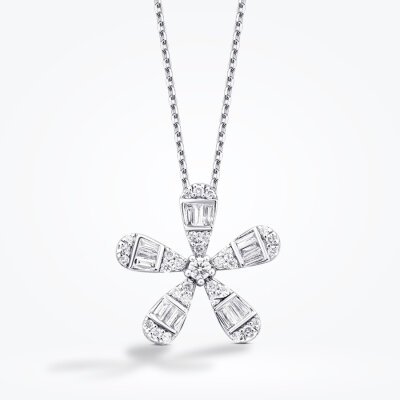 0.23 Karat Pırlanta Baget Çiçek Kolye - Baroni Diamond (1)