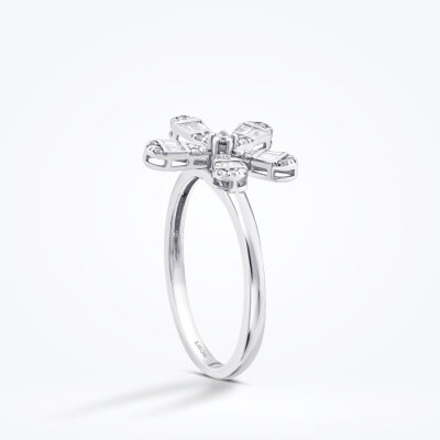 0.23 Karat Pırlanta Baget Çiçek Yüzük - Baroni Diamond (1)
