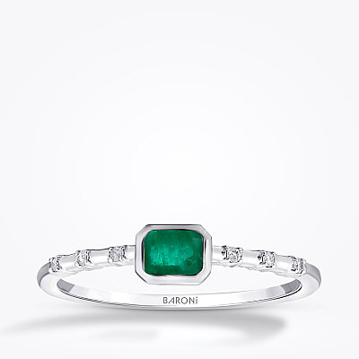 0.23 Karat Pırlanta Zümrüt Yüzük - Baroni Diamond