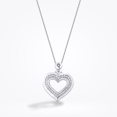0.25 Karat Pırlanta Yuvarlak Taşlı Kalp Trend Kolye - Baroni Diamond