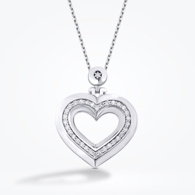 0.25 Karat Pırlanta Yuvarlak Taşlı Kalp Trend Kolye - Baroni Diamond (1)