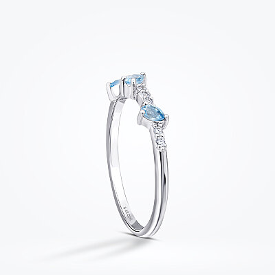 0.28 Karat Pırlanta Blue Topaz Yüzük - Baroni Diamond (1)