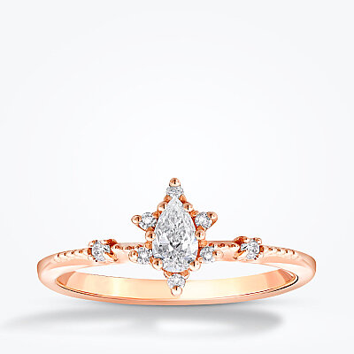 0.28 Karat Pırlanta Damla Lotus Yüzük - Baroni Diamond