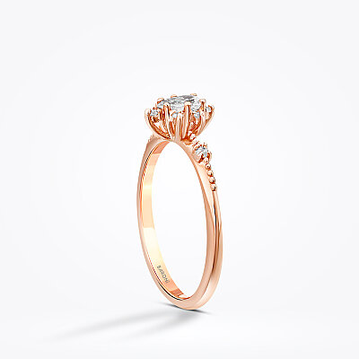 0.28 Karat Pırlanta Damla Lotus Yüzük - Baroni Diamond (1)