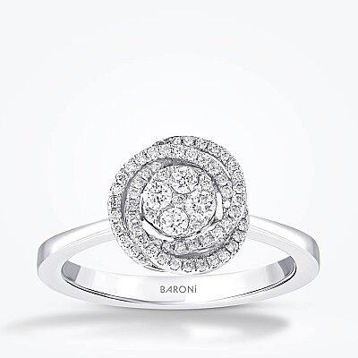 0.28 Karat Pırlanta Yuvarlak Detaylı Yüzük - Baroni Diamond