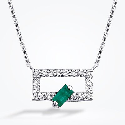0.29 Karat Pırlanta Zümrüt Kolye - Baroni Diamond (1)