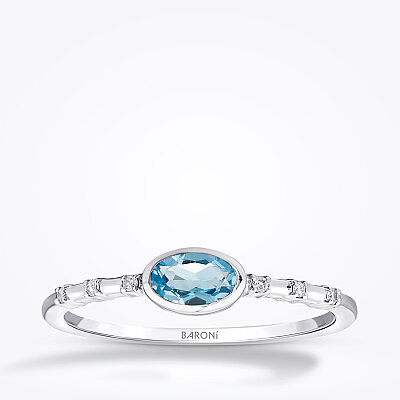 0.30 Karat Pırlanta Blue Topaz Yüzük - Baroni Diamond
