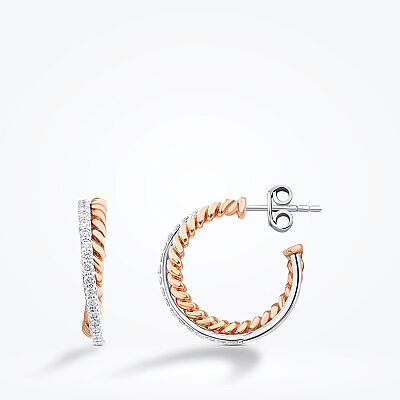 0.30 Karat Pırlanta İki Renkli Trend Küpe - Baroni Diamond