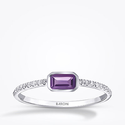 0.31 Karat Pırlanta Ametist Yüzük - Baroni Diamond