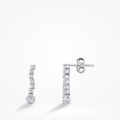 0.31 Karat Pırlanta Yuvarlak Taşlı Sarkan Küpe - Baroni Diamond