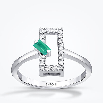 0.31 Karat Pırlanta Zümrüt Yüzük - Baroni Diamond