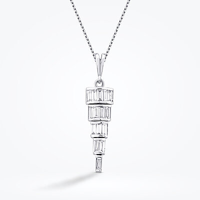 0.32 Karat Pırlanta Baget Taşlı Sarkan Kolye - Baroni Diamond (1)