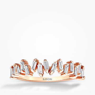 0.32 Karat Pırlanta Baget Yarımtur Yüzük - Baroni Diamond