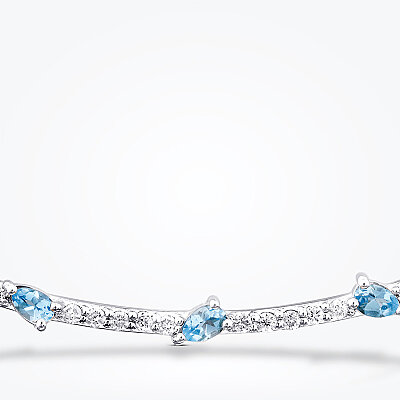 0.32 Karat Pırlanta Blue Topaz Kolye - Baroni Diamond (1)