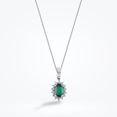 0.32 Karat Pırlanta Zümrüt Kolye - Baroni Diamond