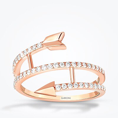 0.33 Karat Pırlanta Ok Detaylı Taşlı Yüzük - Baroni Diamond