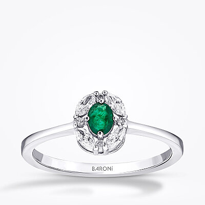 0.33 Karat Pırlanta Zümrüt Yüzük - Baroni Diamond