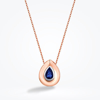 0.34 Karat Damla Safir Kolye - Baroni Diamond