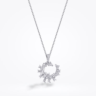 0.34 Karat Pırlanta Trend Baget Kolye - Baroni Diamond