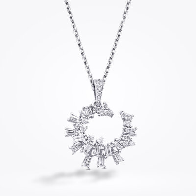 0.34 Karat Pırlanta Trend Baget Kolye - Baroni Diamond (1)