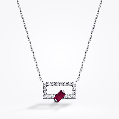 0.34 Karat Pırlanta Yakut Kolye - Baroni Diamond