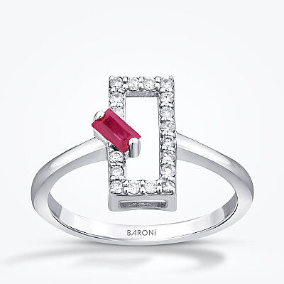 0.34 Karat Pırlanta Yakut Yüzük - Baroni Diamond