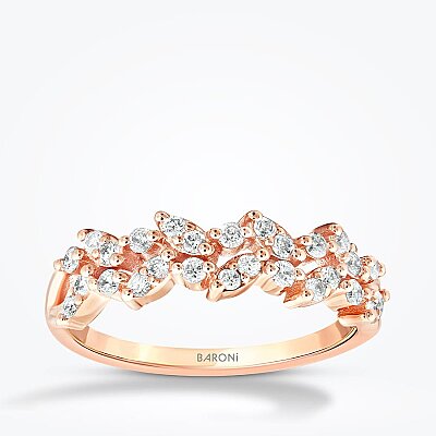 0.35 Karat Pırlanta Çift Sıralı Trend Yüzük - Baroni Diamond