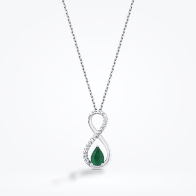 0.37 Karat Pırlanta Zümrüt Kolye - Baroni Diamond