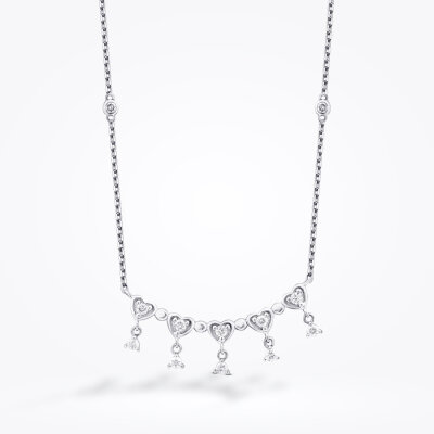 0.39 Karat Pırlanta Çoklu Kalp Kolye - Baroni Diamond